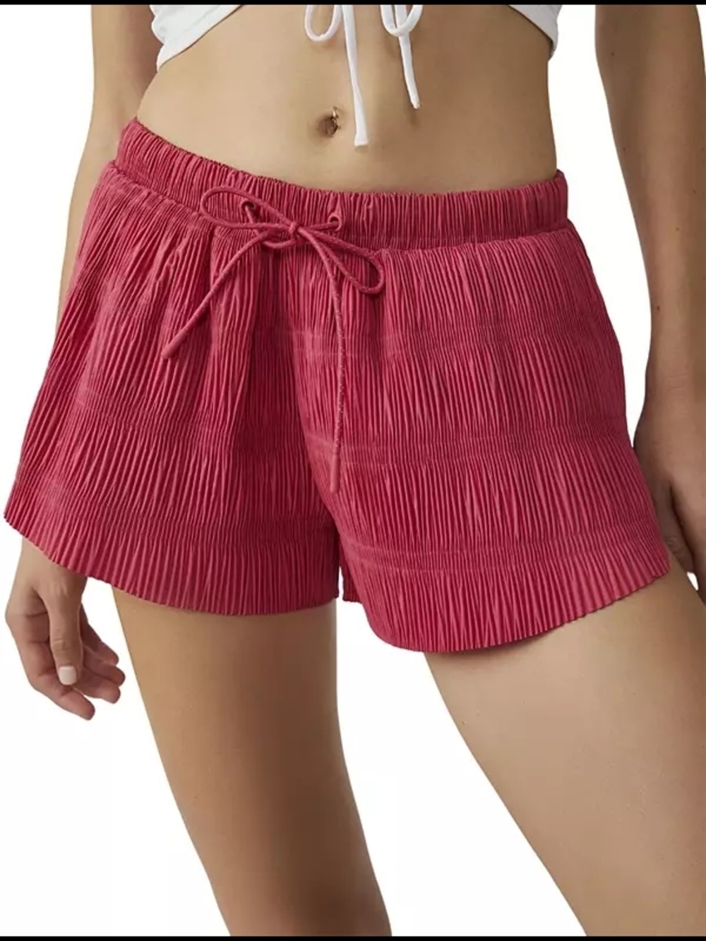 Free People Pleated  Drawstring Shorts - Rose Size Small